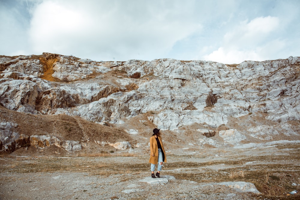 woman standing on mountain floor