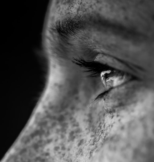 grayscale photo of man face