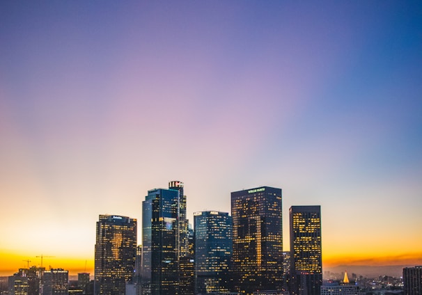 city buildings during sunset