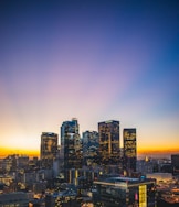 city buildings during sunset
