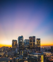 city buildings during sunset