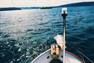 A vibrant image of a boat navigating through clear waters.