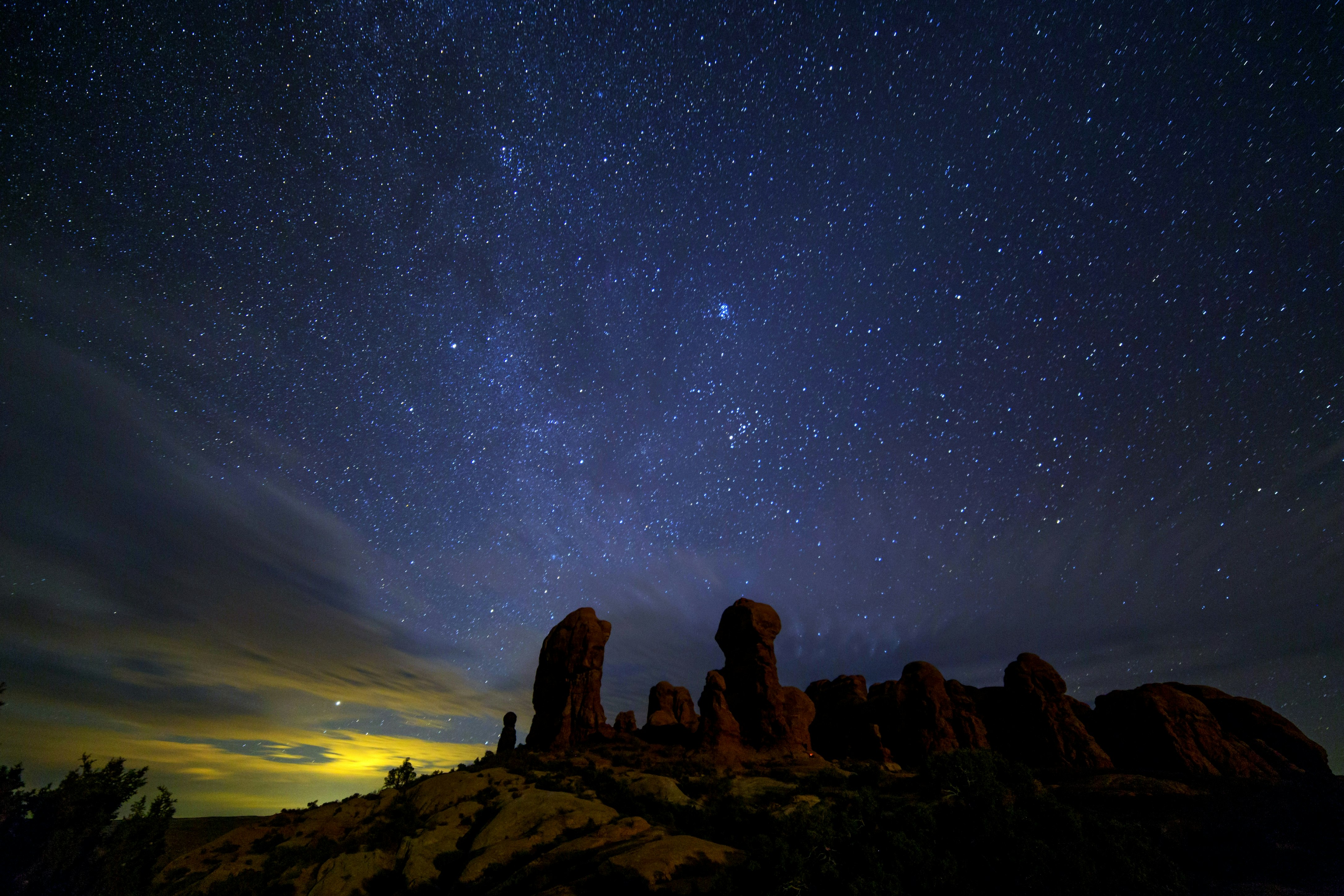 photograph of sky over rock formations