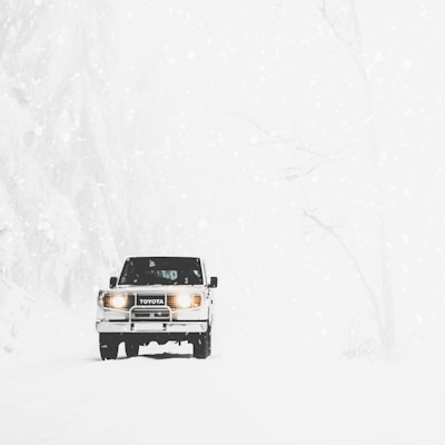 Toyota SUV covered with snow