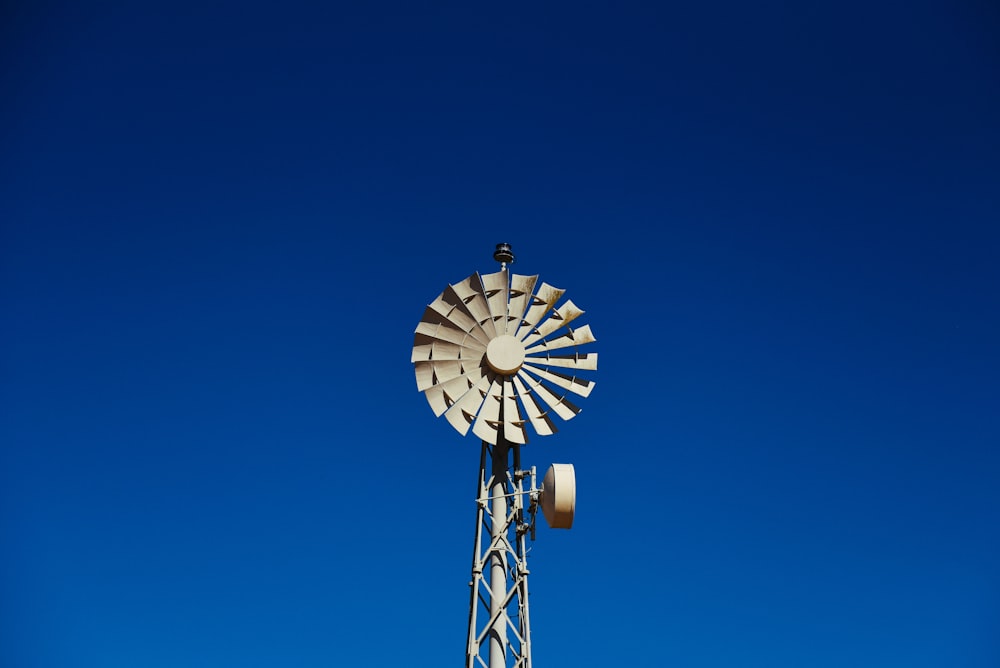 low angle photography beige wind turbine