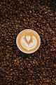top view photography of heart latte coffee