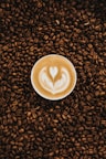 top view photography of heart latte coffee