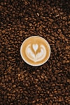 top view photography of heart latte coffee