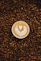 top view photography of heart latte coffee