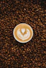 top view photography of heart latte coffee