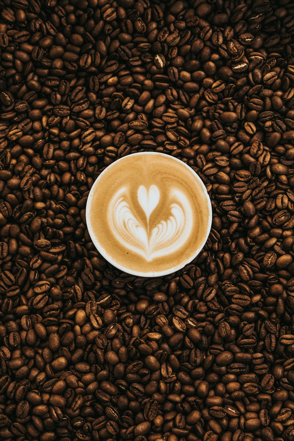 Vista superior Fotografía de Heart Latte Coffee