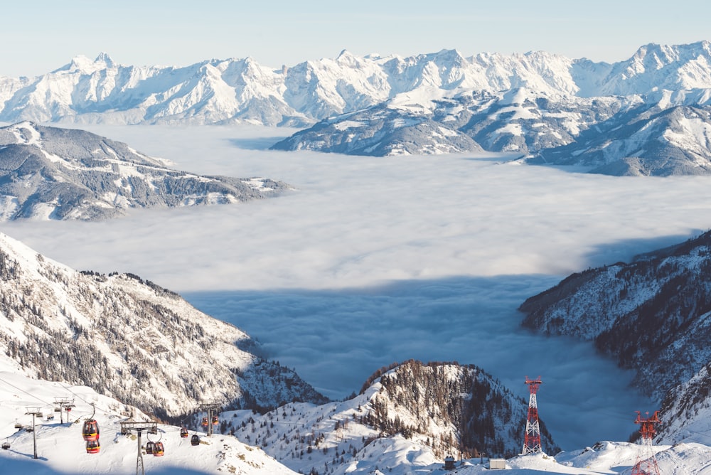 bird's eye view of mountain covered with snow