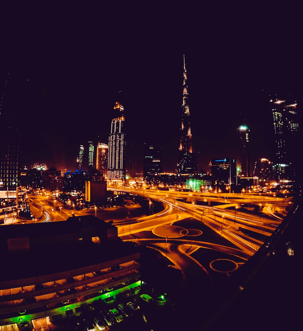 time lapse photography of cityscape at night time