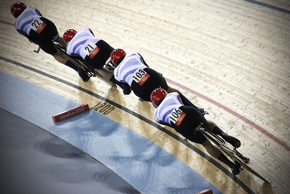 people riding bicycles