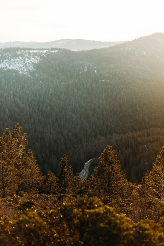 aerial photography of road between mountains in California United States