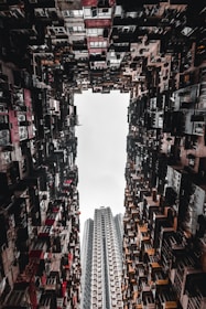 worm's eye view of concrete buildings