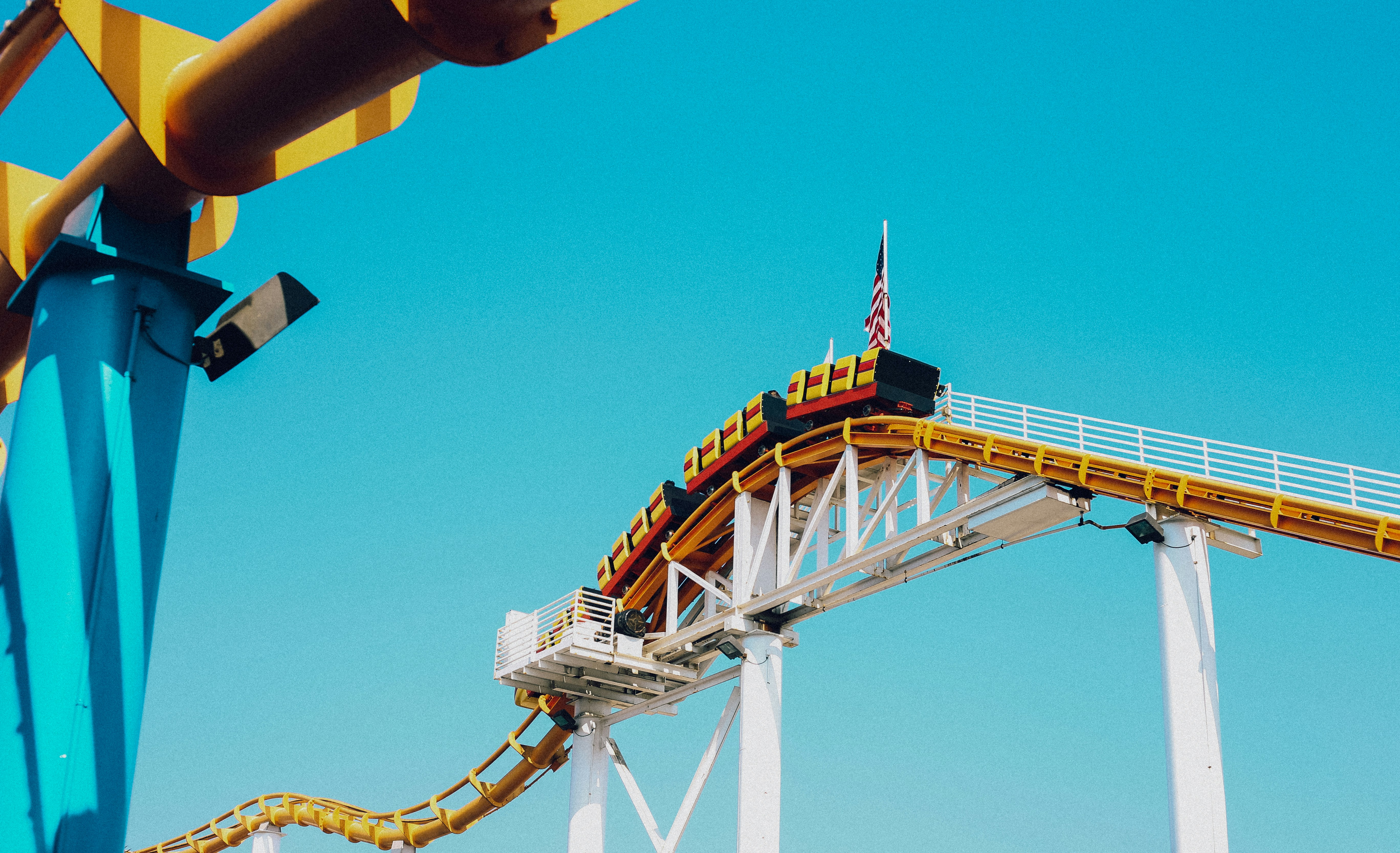 roller coaster on top of rail during daytime, 