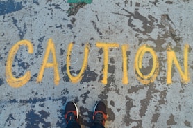 Caution text overlay
