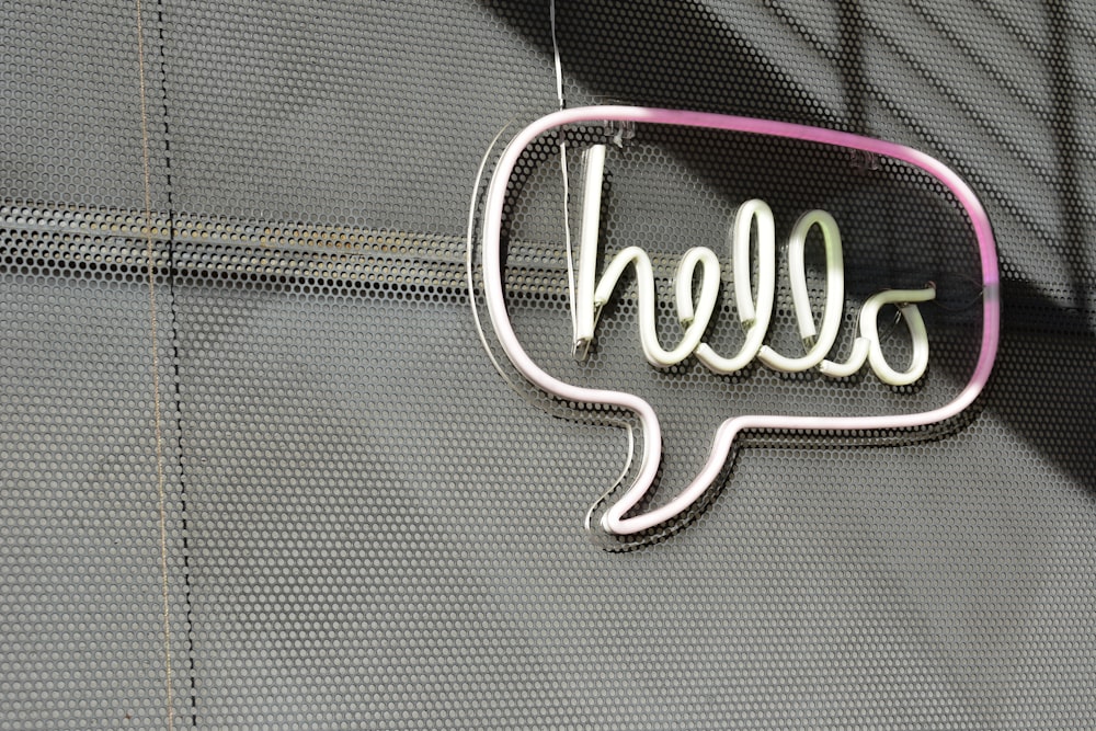 white Hello LED sign