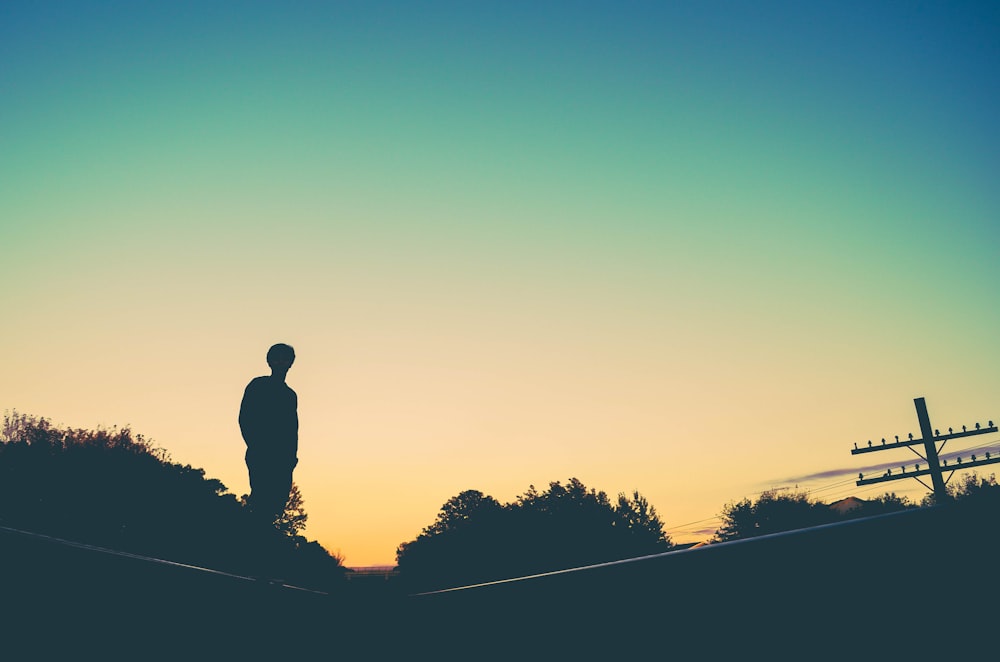 silhouette photograph of person during golden hour
