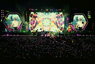 people standing in front of stage partying during nighttime