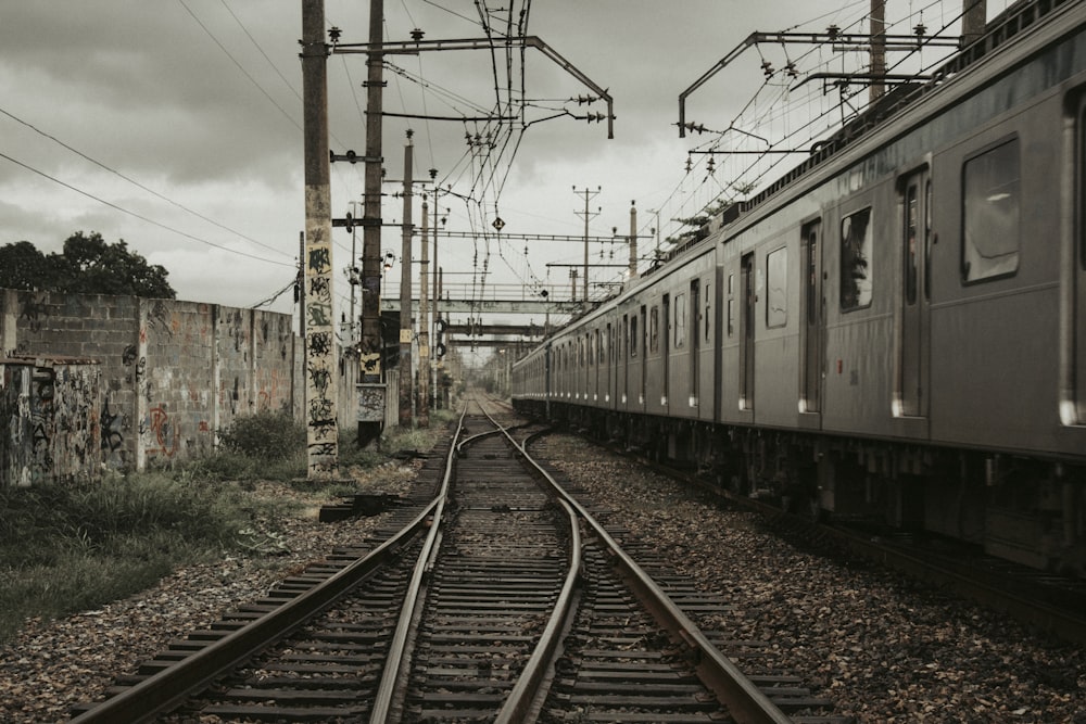 train under the cloudy sky