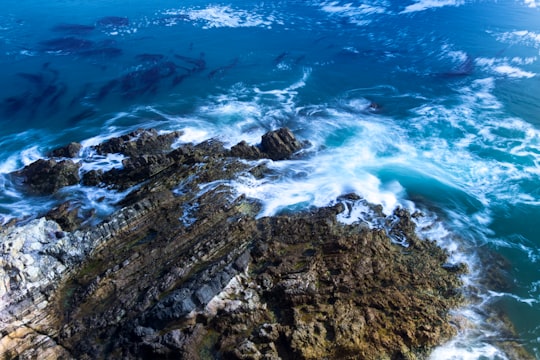 bird's-eye view of rock formation near body of water in San Luis Obispo United States