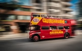 red and yellow bus photo