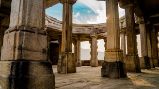gray concrete pillar temple during day time