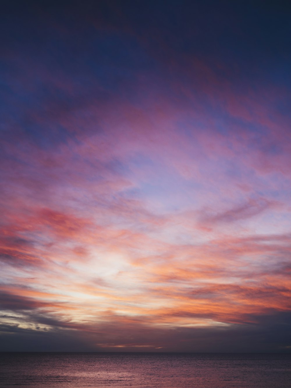 sea under sunset and cloudy sky