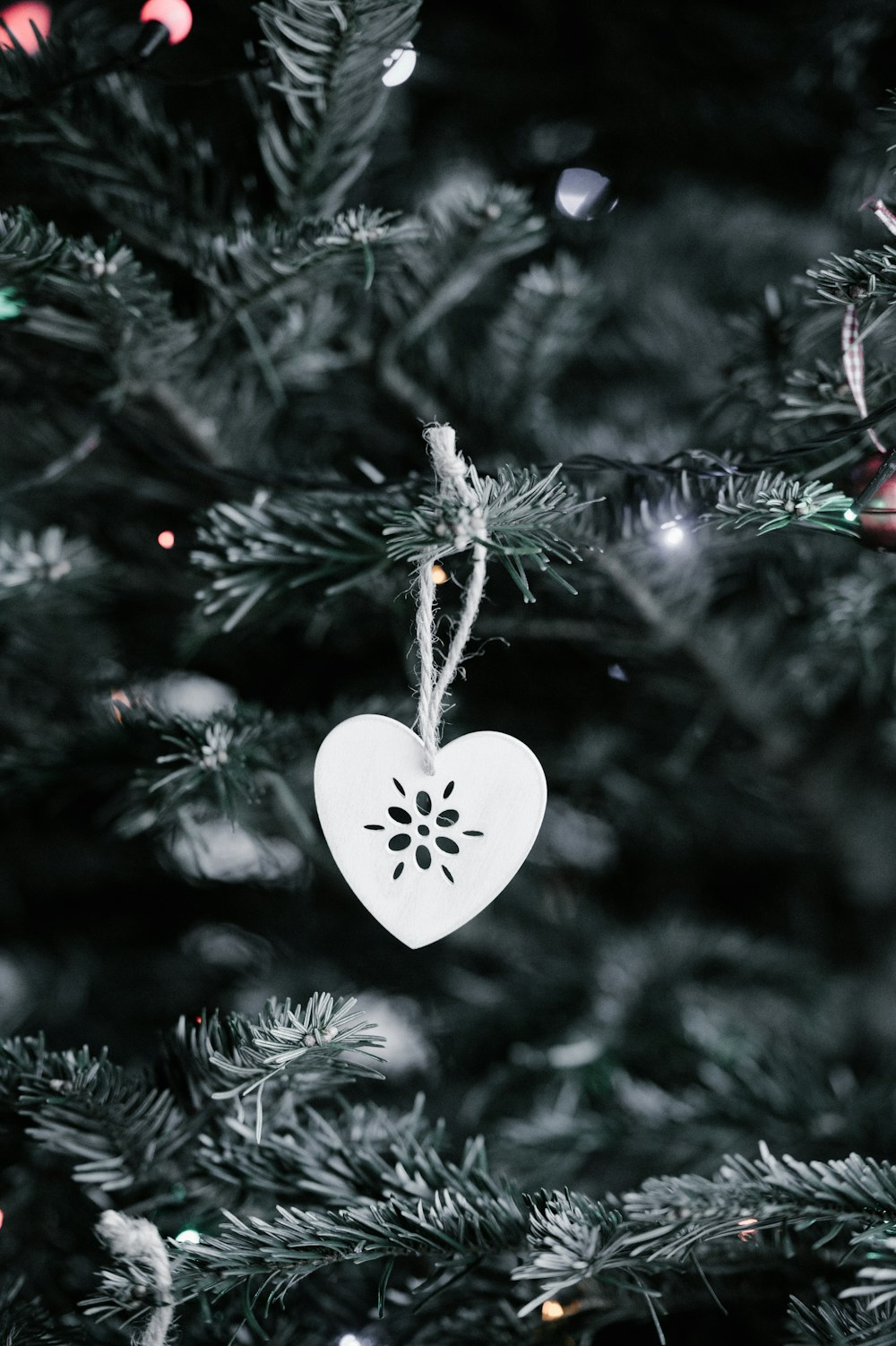 gray heart Christmas tree ornament