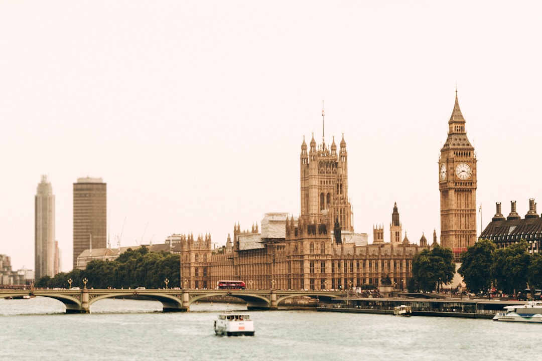 London - Palace of Westminster and Big Ben beside the Thames in London