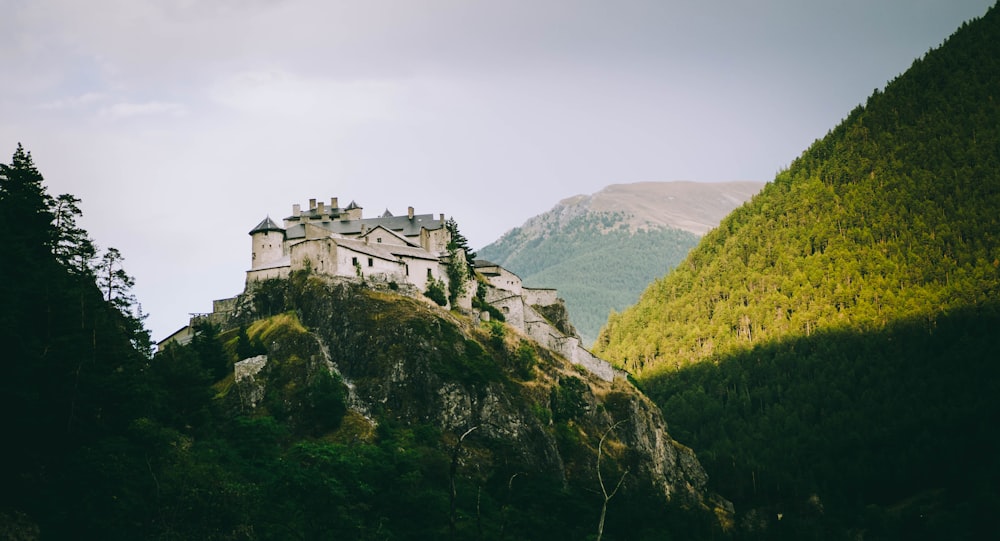 white house on top of mountain