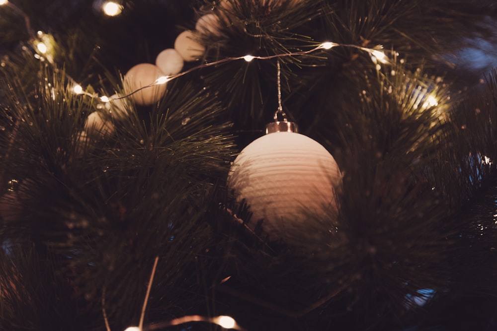 pallina bianca nell'albero di Natale