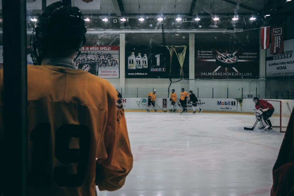 group of men playing hockey