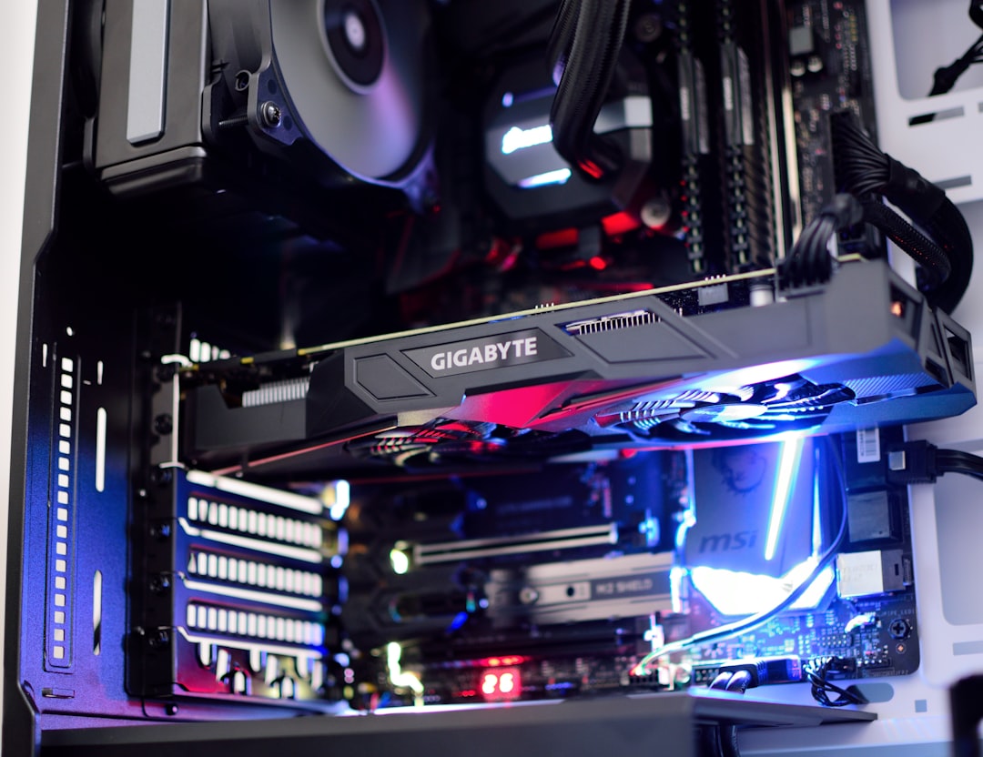 black Gigabyte graphics card,