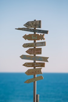 brown wooden road sign during daytime