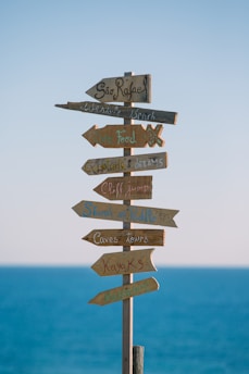 brown wooden road sign during daytime