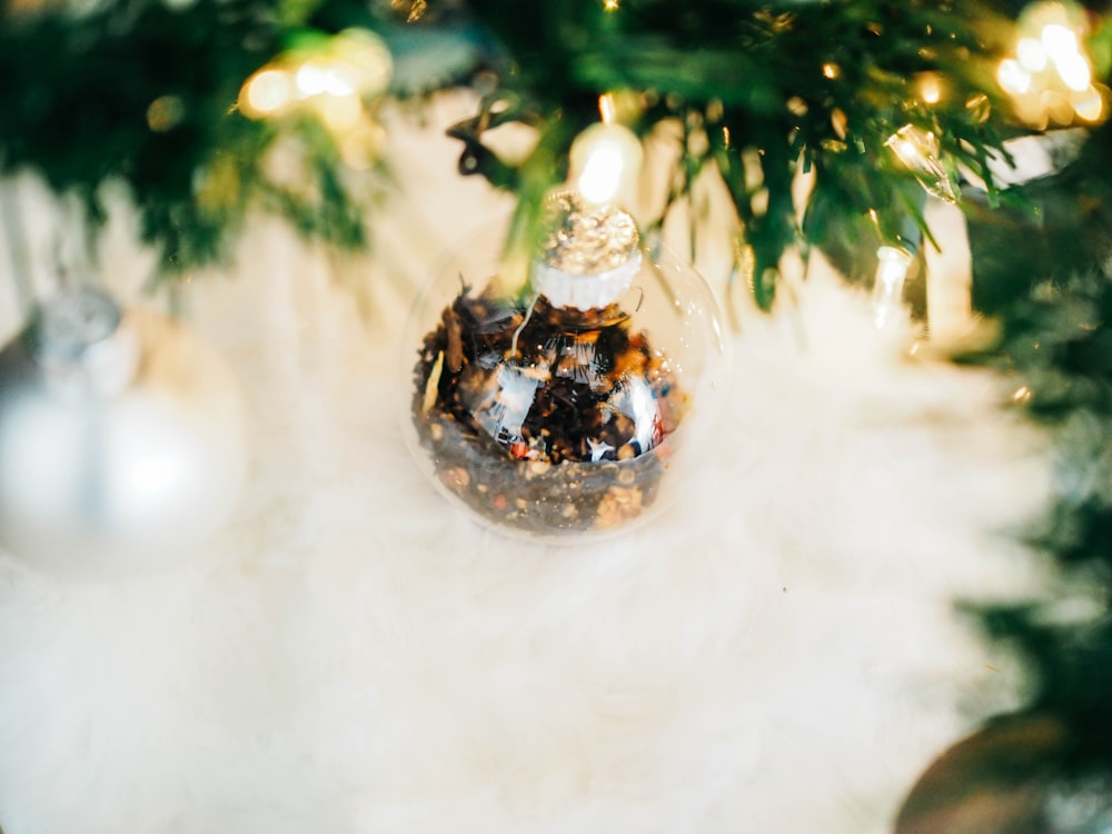 shallow focus of glass bottle