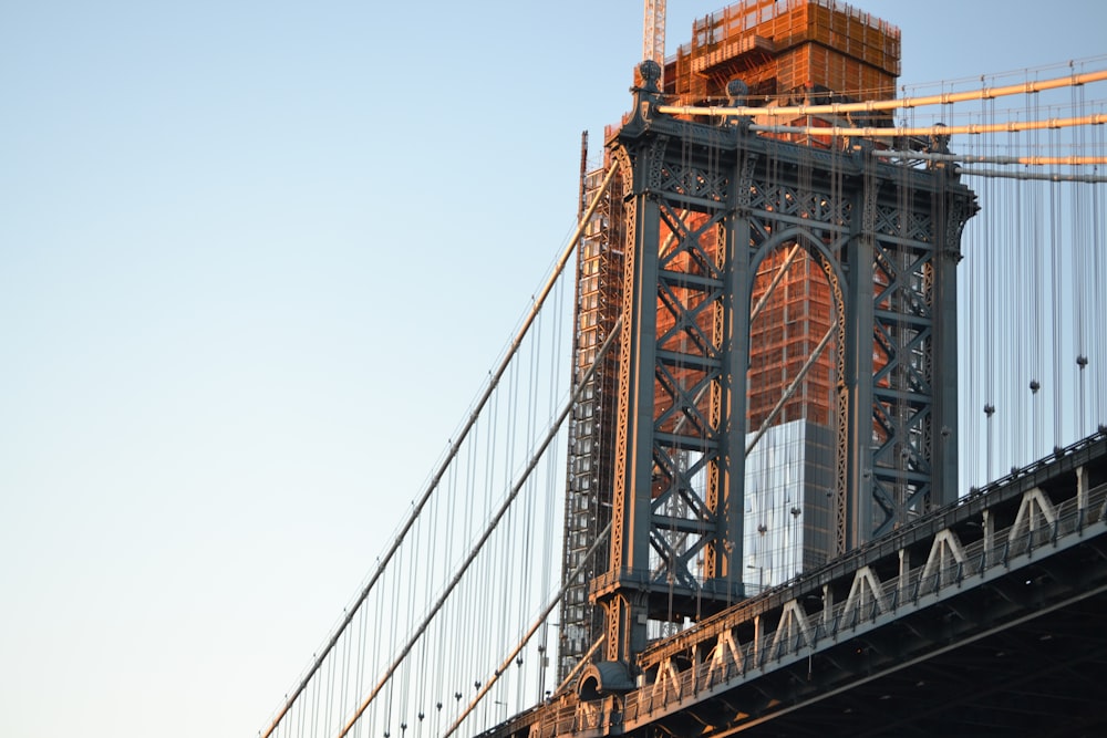 architectural photography gray metal bridge