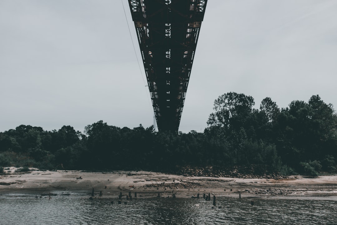 gray bridge over body of water under white sky