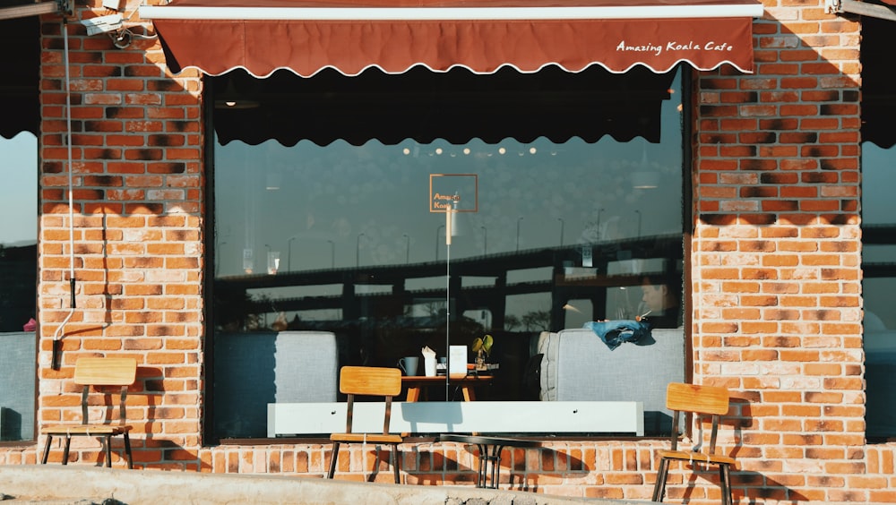 three chairs on storefront