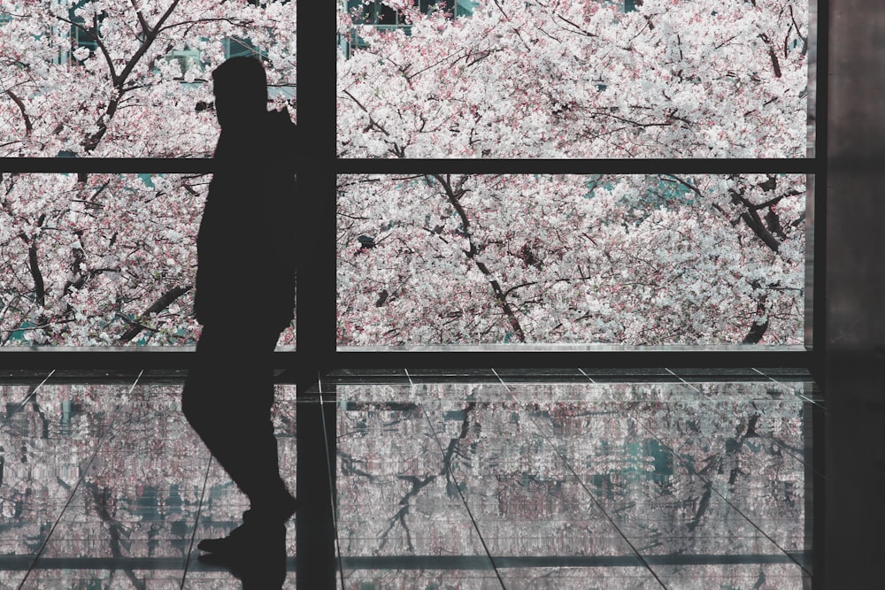 silhouette of a man leaning on wall at daytime