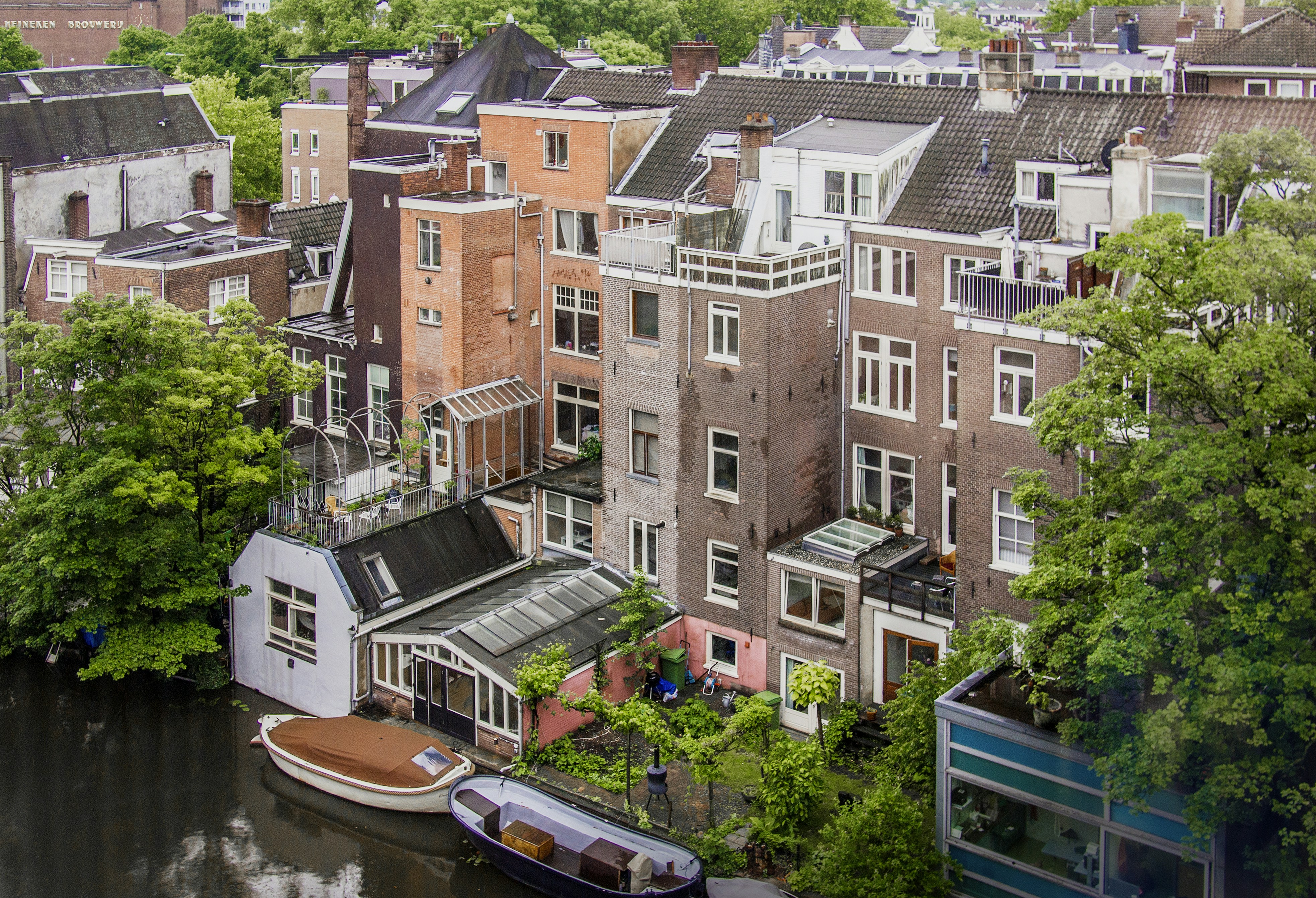 brown concrete buildinds, Beautiful view from Booking.com office in Amsterdam