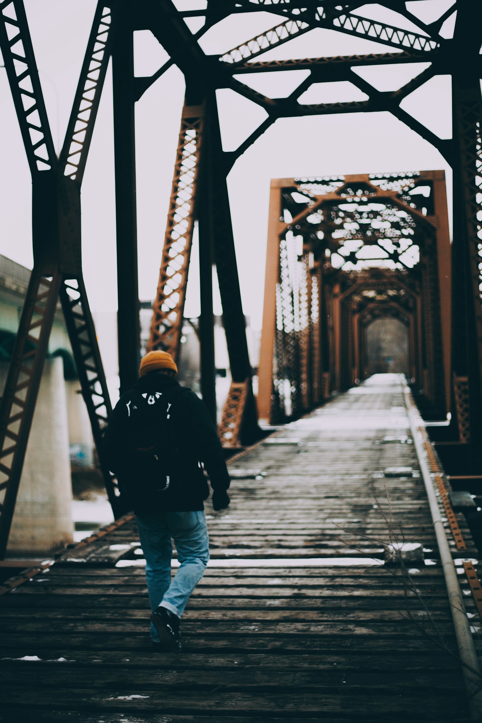 Canon EOS 5D Mark II sample photo. Person waling on bridge photography