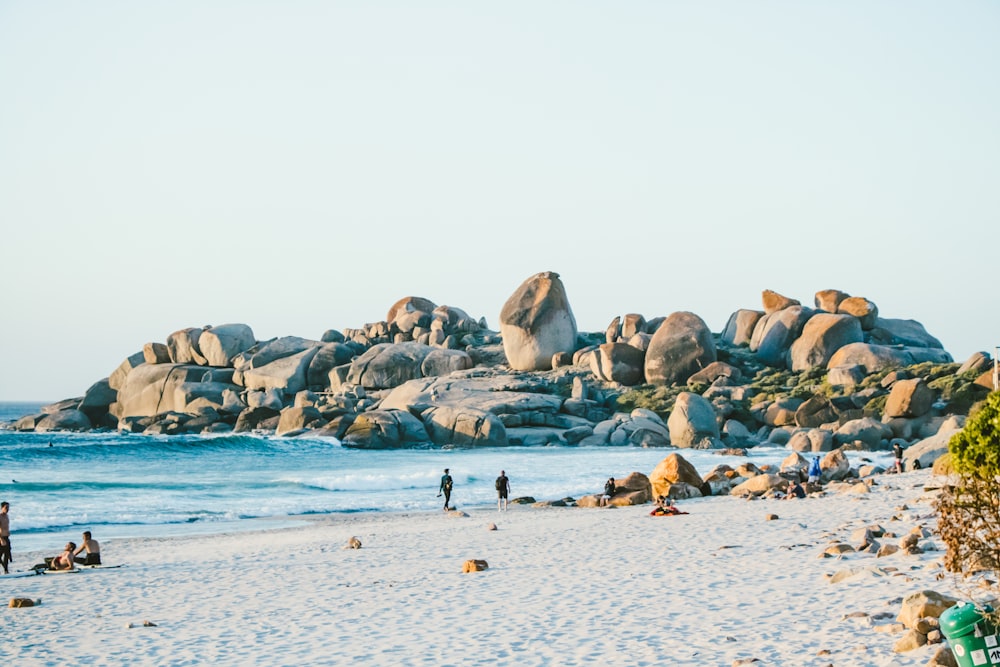 people walking on sand near beach