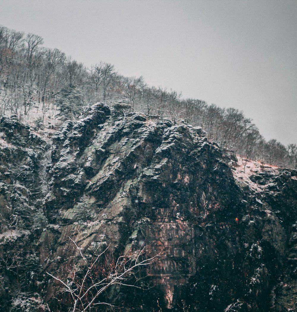 low light photography of rock mountains