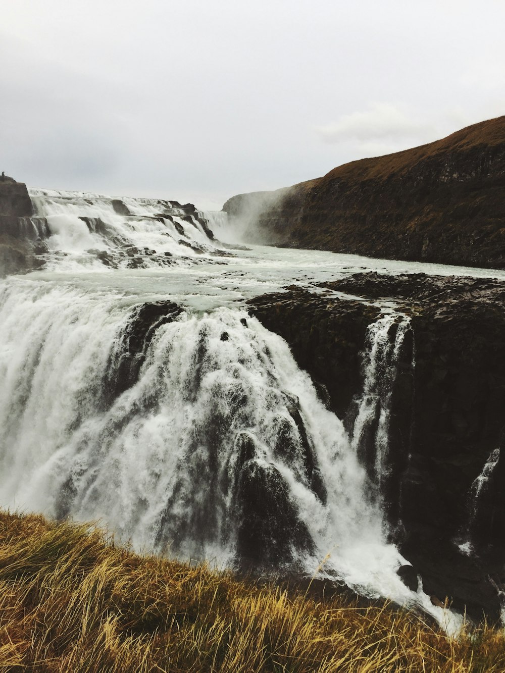 high angle photo of waterfalls