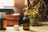opened amber glass vial bottle