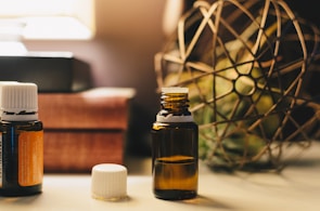 opened amber glass vial bottle